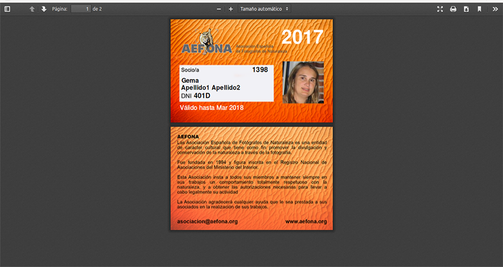 Carnet socios aefona.org