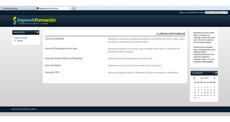 Plataforma educativa realizada con Moodle