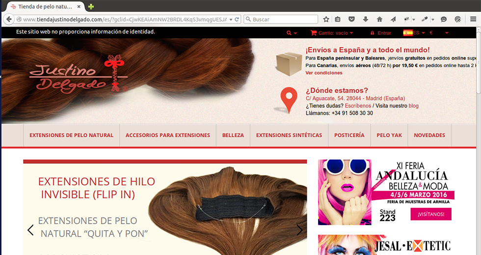 Tienda web realizada con Prestashop