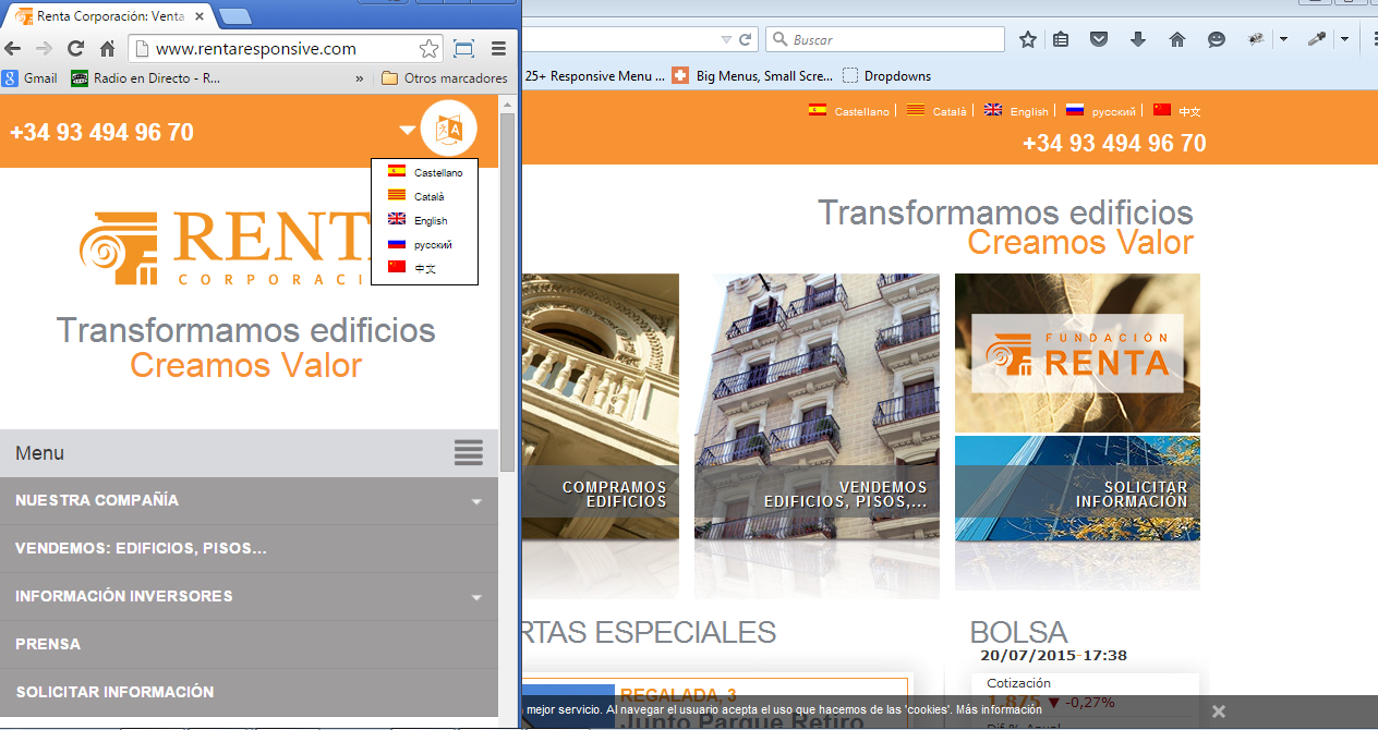 Web dinámica realizada con WordPress