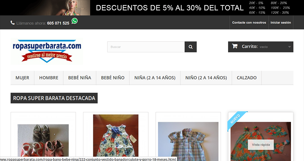 Tienda web realizada con Prestashop